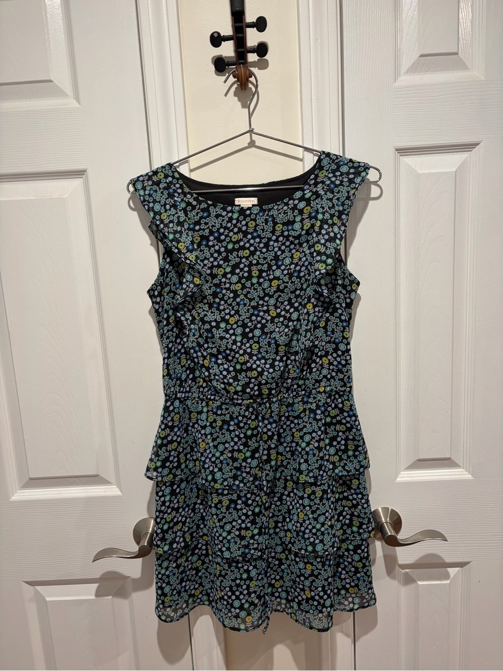 Xhilaration Navy Floral Tiered Mini Dress